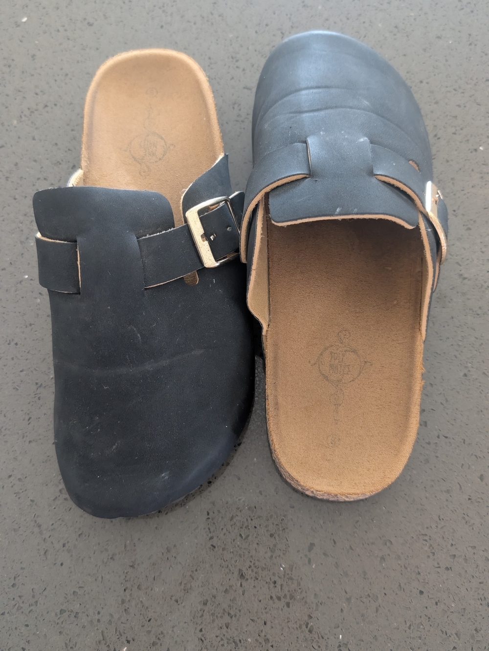 Black Faux Suede Leather Slip-On Loafers with Buckle Detail